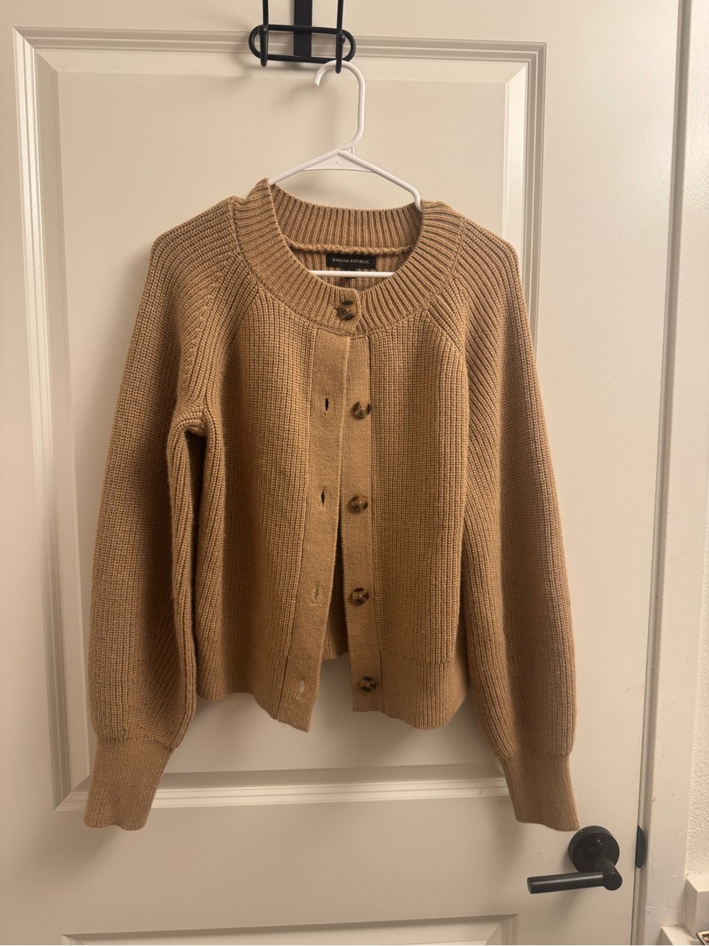 Banana Republic Camel/Tan Ribbed Button-Front Cardigan